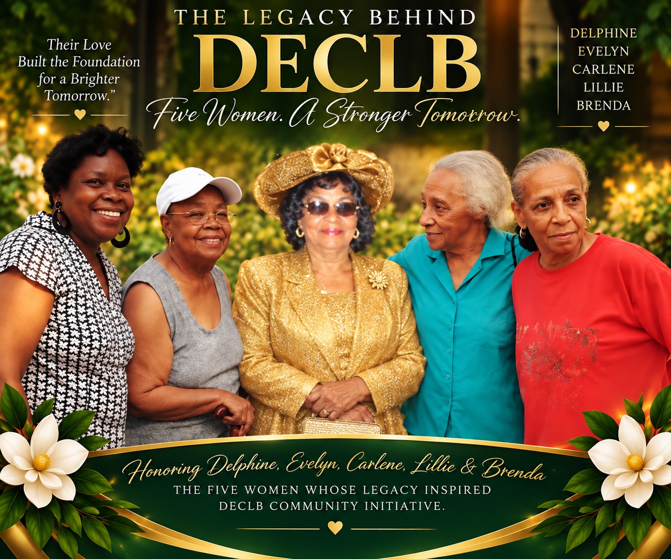 The Legacy Behind DECLB tribute honoring Delphine, Evelyn, Carlene, Lillie, and Brenda